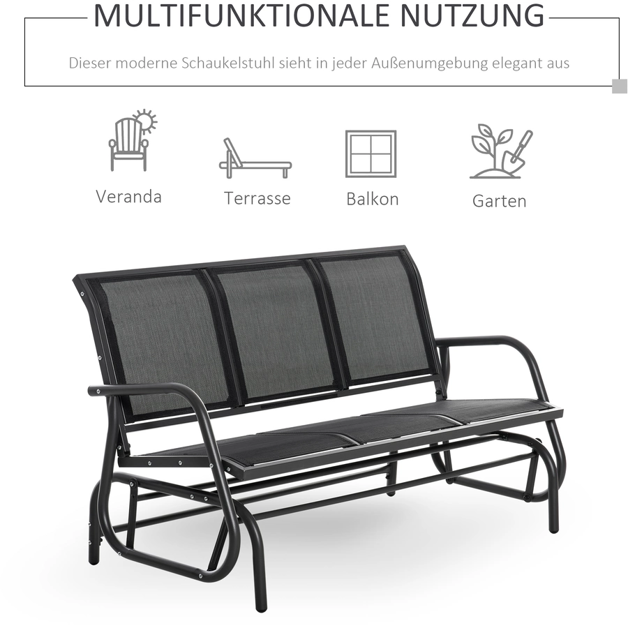 Outsunny Schaukelbank 3-Sitzer schwarz