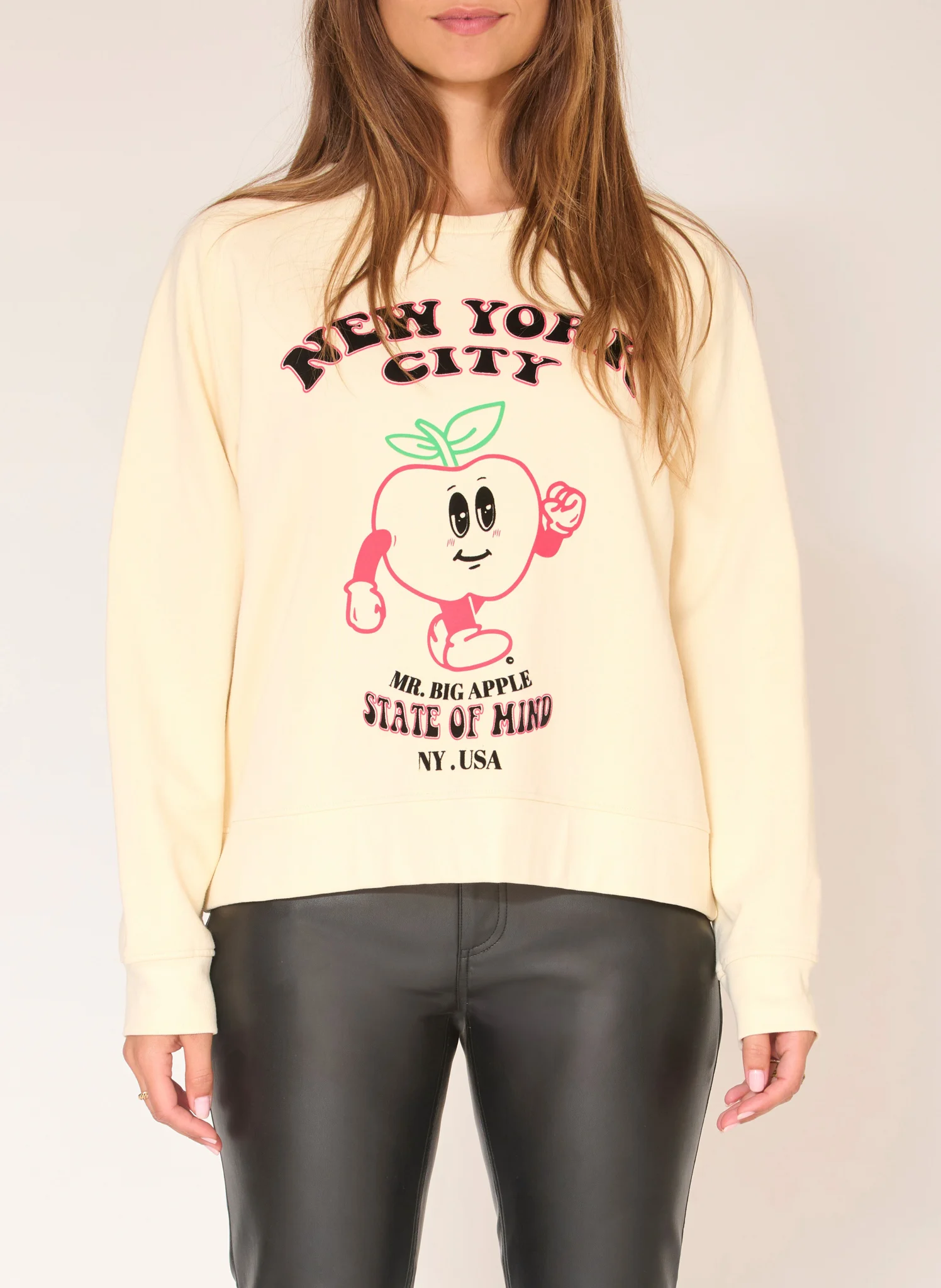 SHELLA - Sweat droit col rond en coton | Blanc
