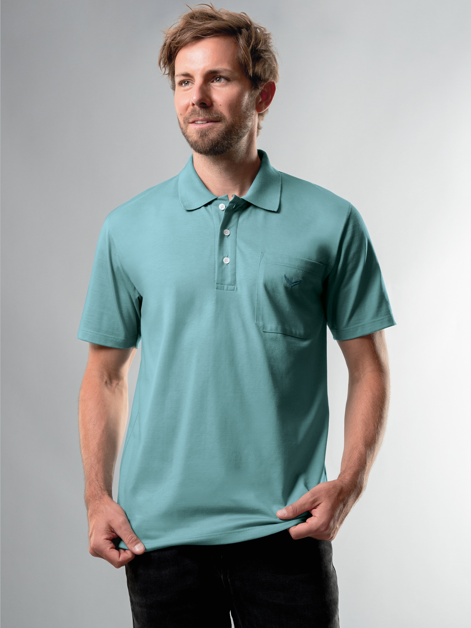 Poloshirt aus Single-Jersey Seegras