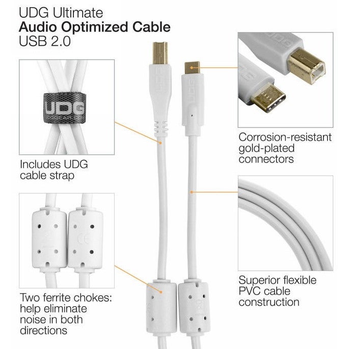 UDG U96001WH USB 2.0 USB-C - USB-B 1.5 meter wit
