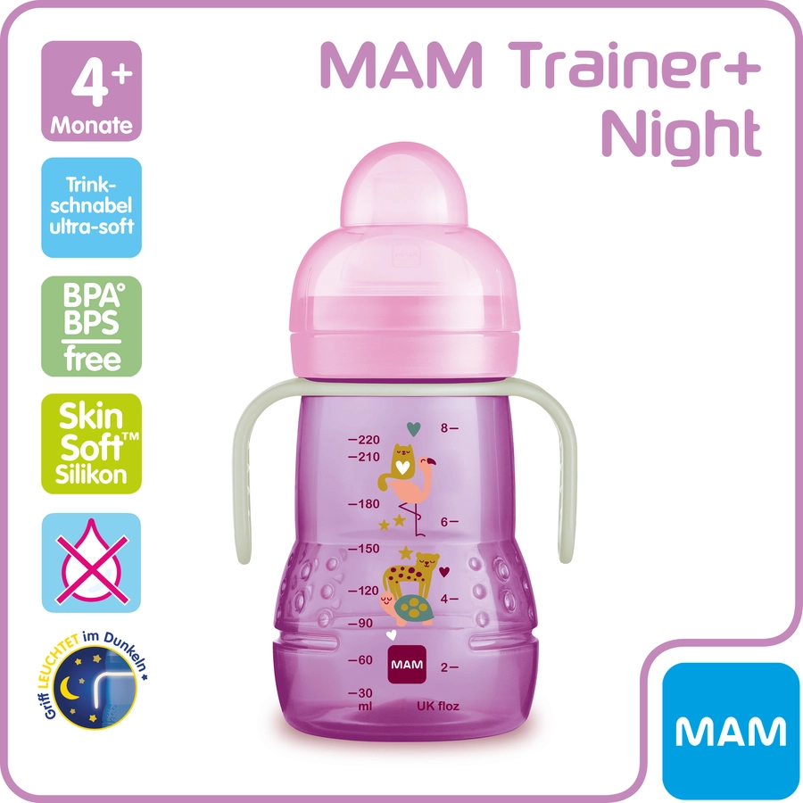 MAM Trinklernflasche Trainer+Night,, 220 ml, Schildkröte