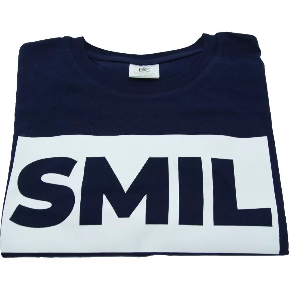 SMILfonden T-shirt Blå med hvidt smil - 1 stk