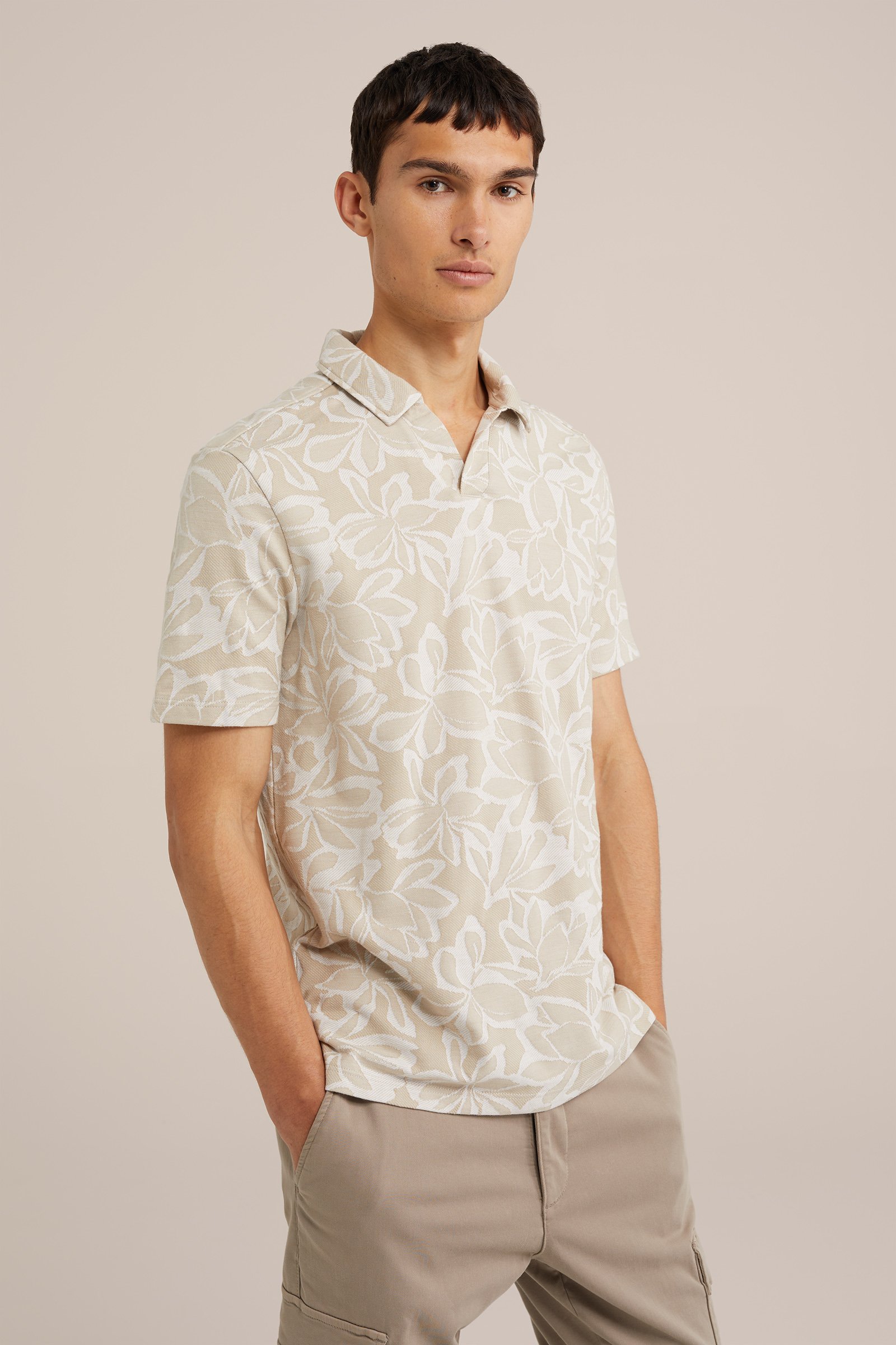 polo met dessin WE Fashion Beige
