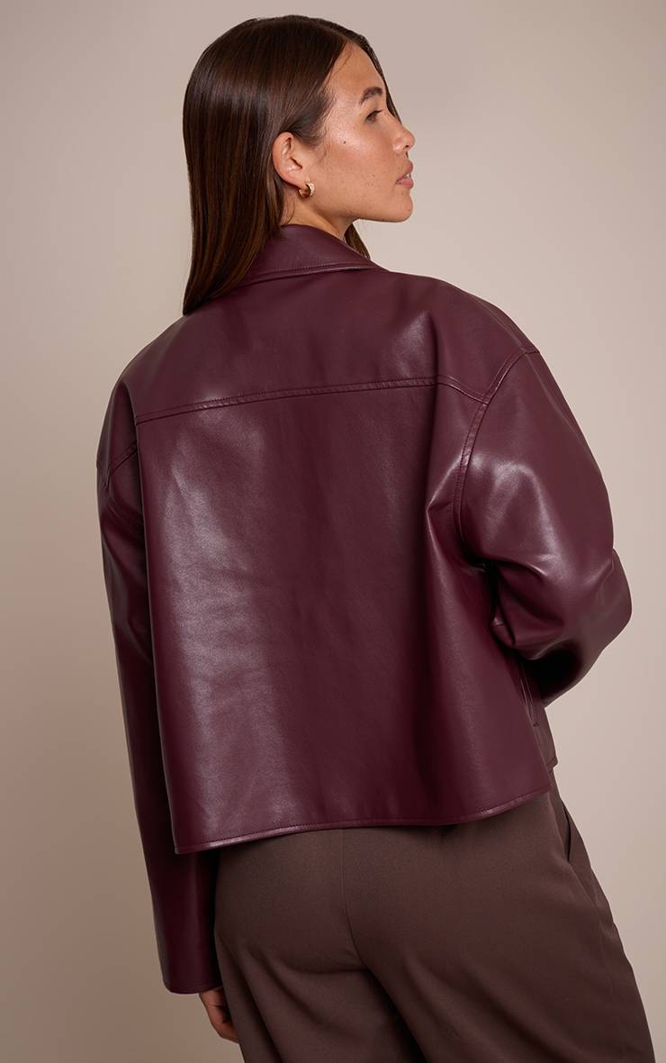 Rouge Bordeaux Veste En Synthétiquecuir Avec Fermeture Éclair