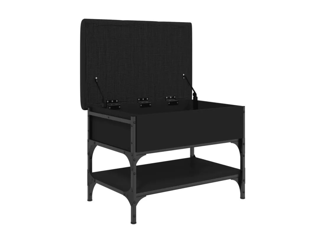 Banc à chaussures noir 62x42x45 cm bois d'ingénierie