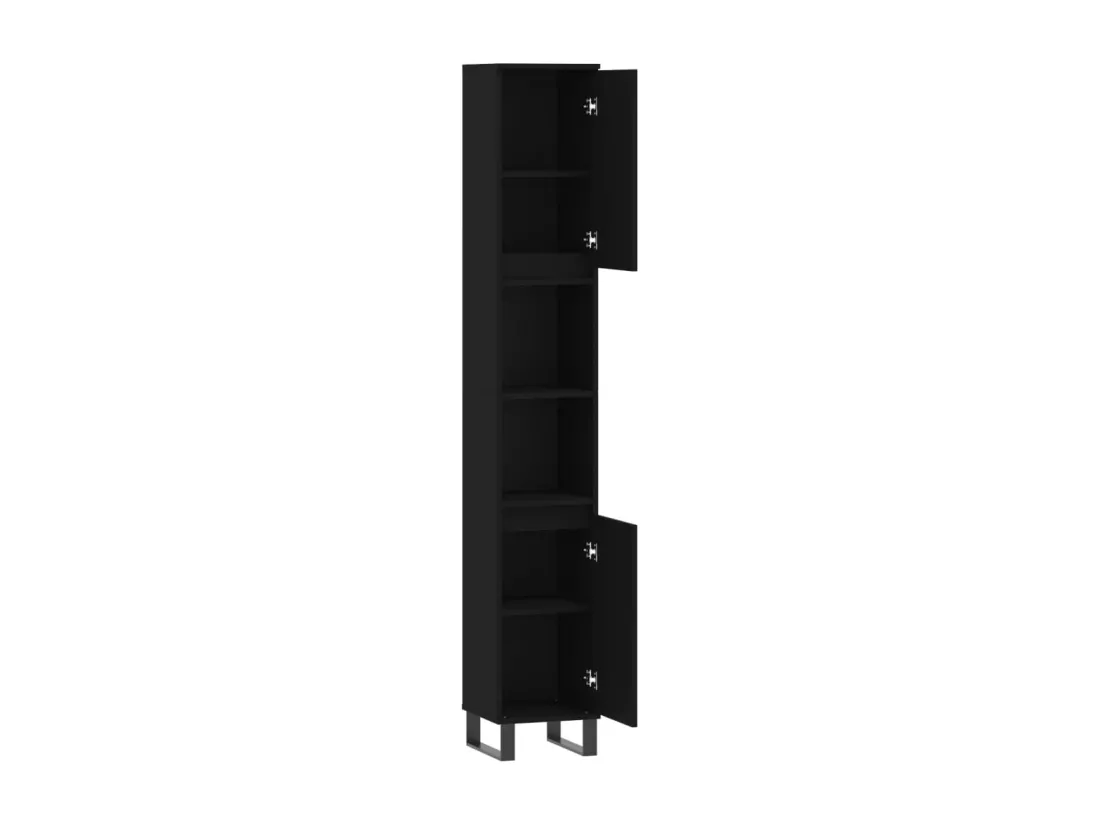 Armoire de salle de bain noir 30x30x190 cm bois d'ingénierie