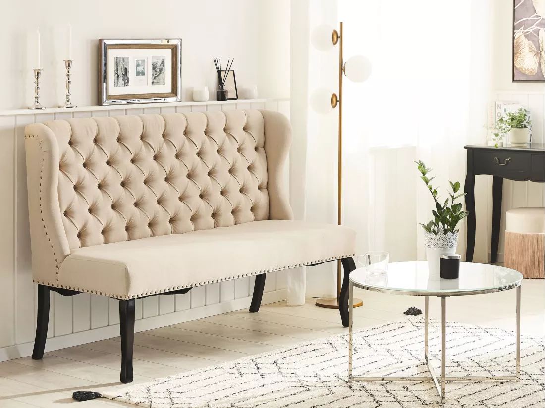 Canapé banquette 2 places en tissu beige TORSBY