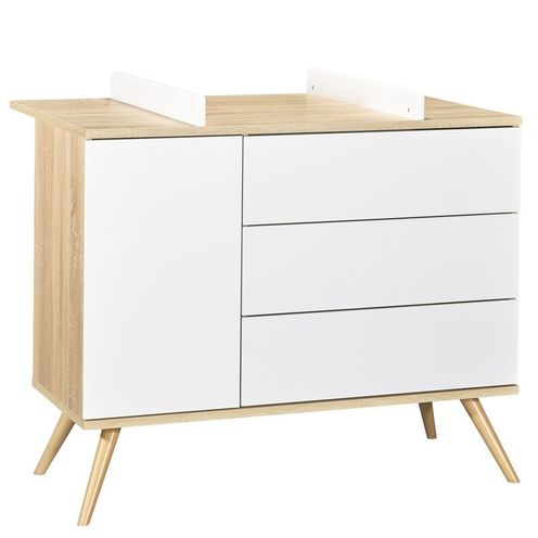 Commode 1 porte et 3 tiroirs blancs SEVENTIES - SAUTHON