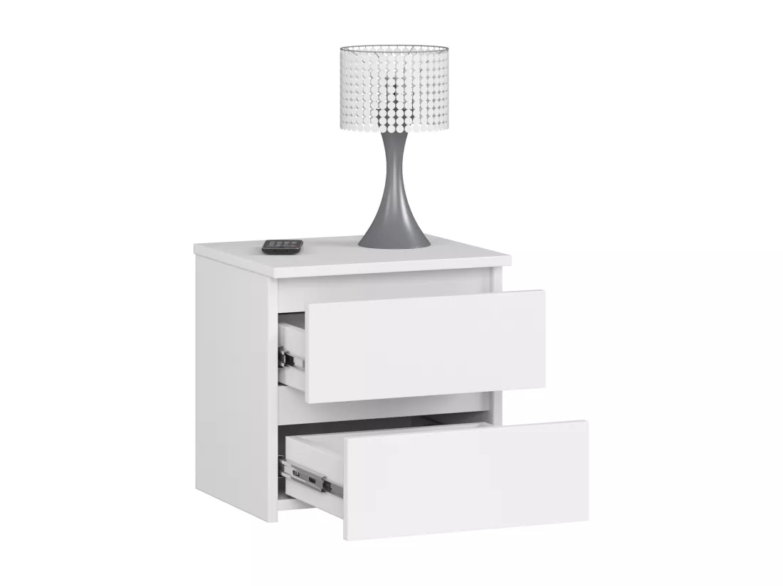 Table de chevet AKORD CL2 Blanche 40 cm 2 tiroirs façade Blanche 40x35x40 cm
