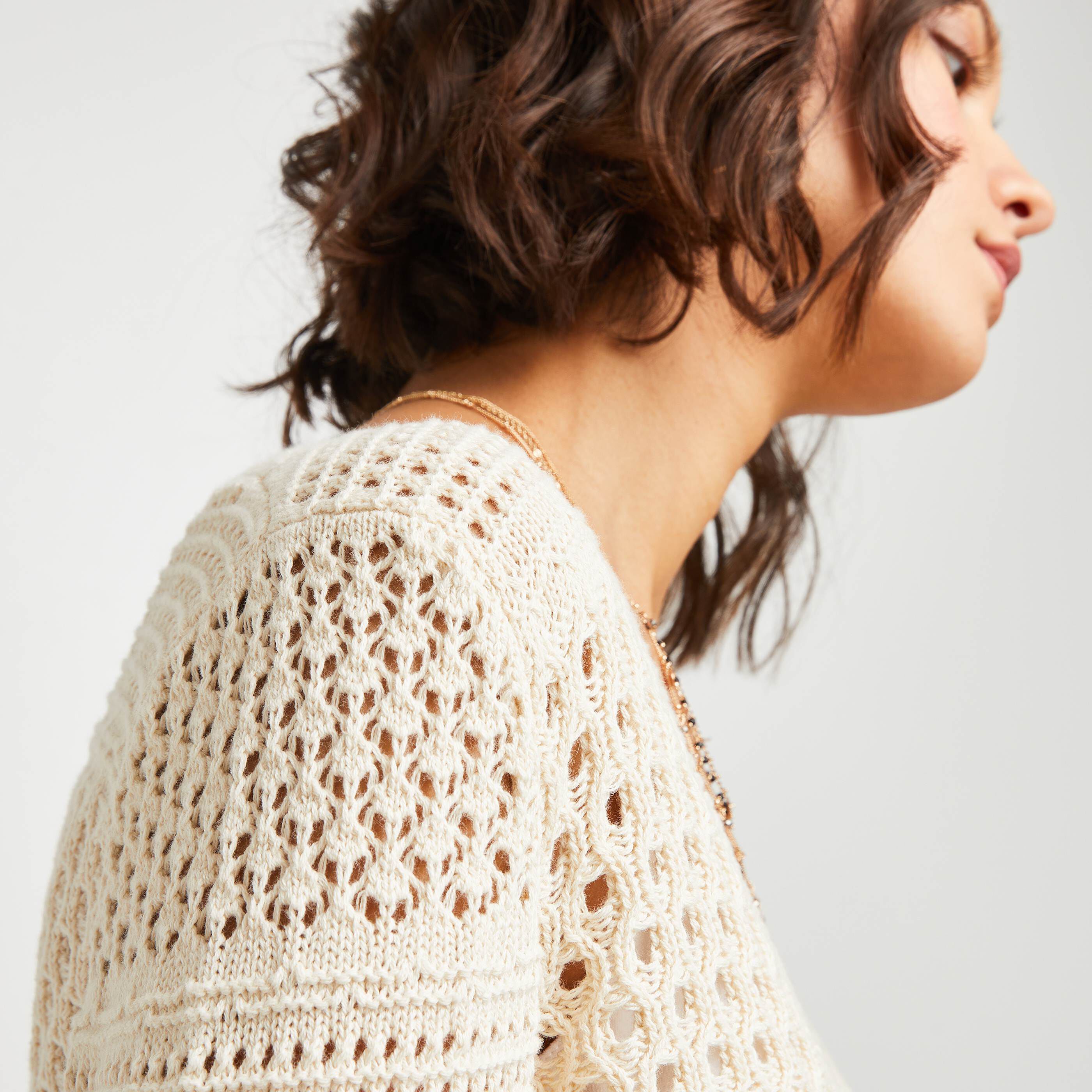 Gilet ajouré femme - BLANC CASSE