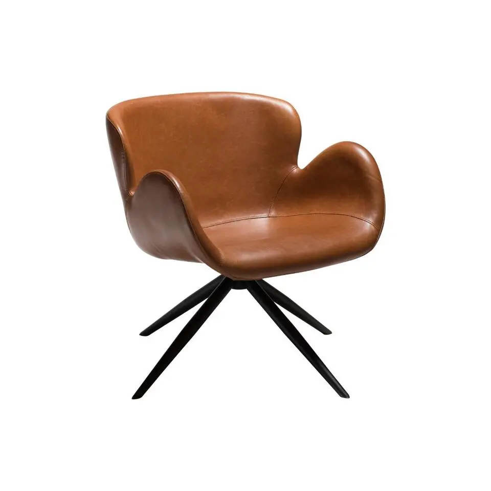 Hioshop Gaia Dan-Form fauteuil met armleuningen PU-kunstleer lichtbruin
