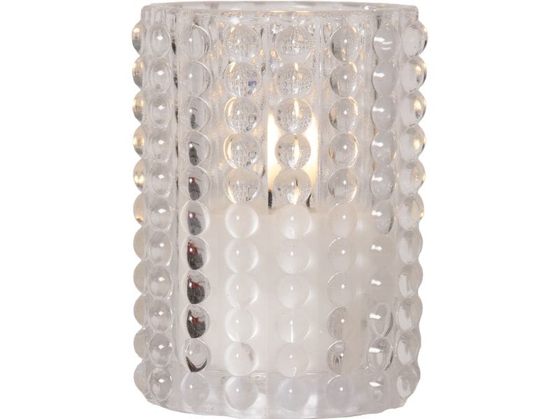 Star Trading LED-Kerze Flamme Dotty, Transparent, 13 cm Stimmungsvolle Dekoration mit Timerfunktion