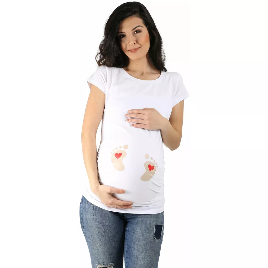 M.M.C. Umstandsshirt Baby Füße mit Motiv Weiß