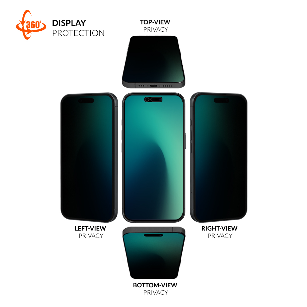 iPhone 17 Pro Max Mountain Glass Black Edge 360 Grad Panzerglas 3D 4-Way Privacy Displayschutz Case Friendly (EGMSP00336)