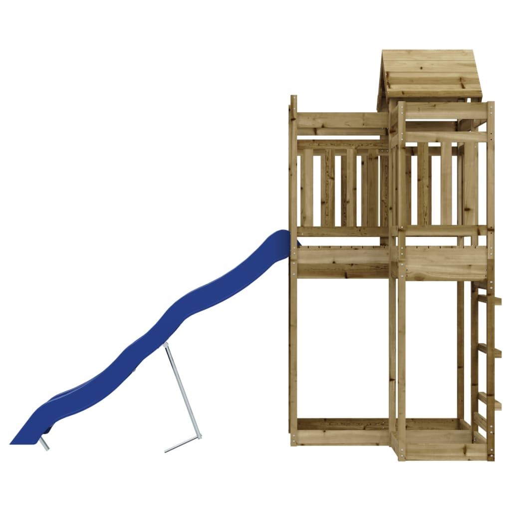 Aire de jeux d'extérieur balançoires toboggan portiques robuste jeux jardin 107 x 292 x 238 cm bois de pin imprégné 02_000467