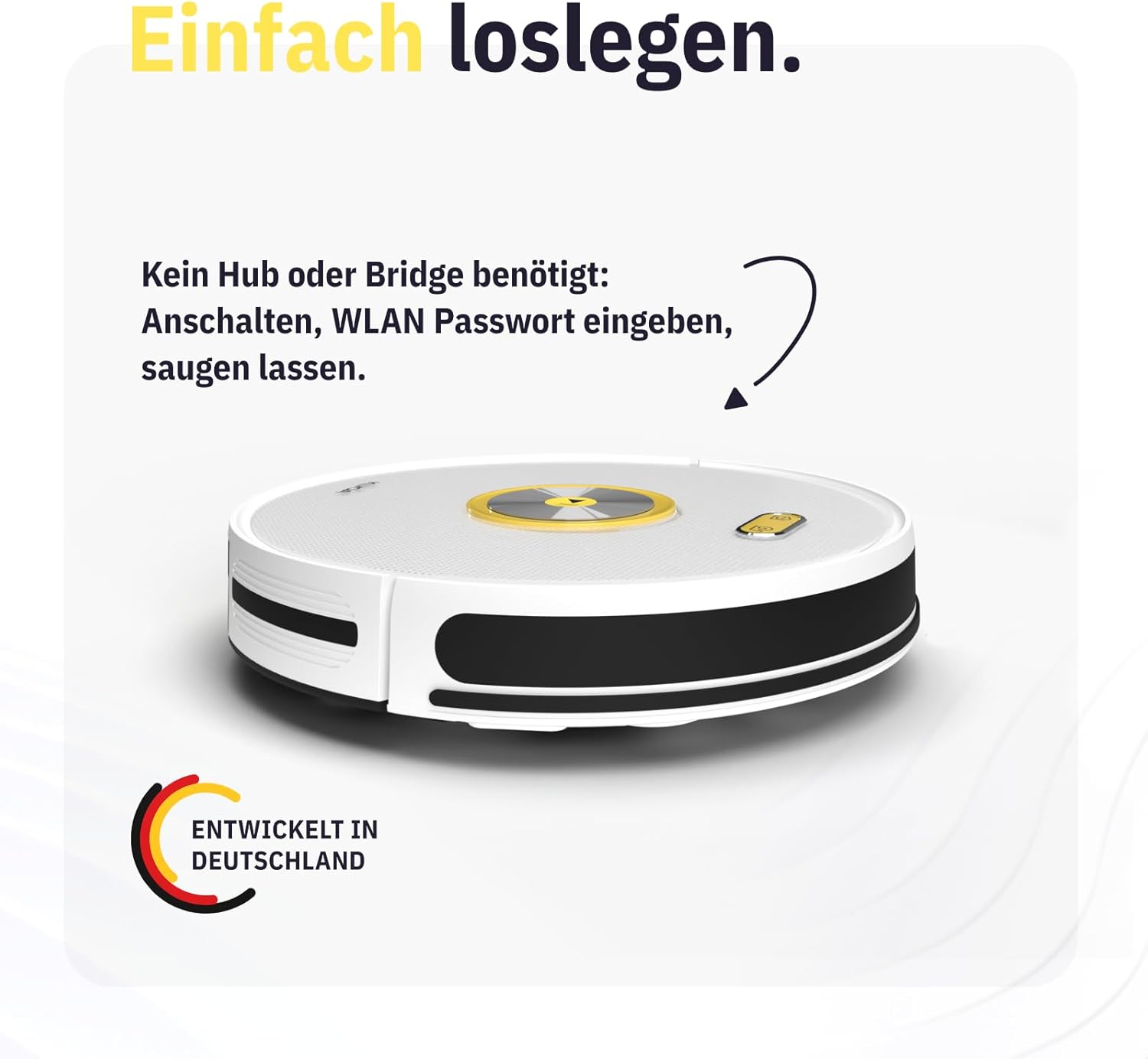 Klyna Saugroboter mit Wischfunktion I Staubsauger Roboter leise 60dB I 2200Pa Saugkraft I Smart Home App steuerbar I Saug und Wischroboter nur 7cm hoch I 150Min Akkulaufzeit I Server in DE