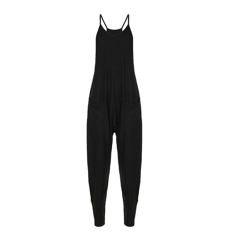 Trisica - Spaghettibandjes Effen Baggy Jumpsuit