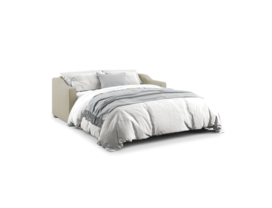 DIVANI.STORE - Canapé lit amber en tissu détachable creme 3 places