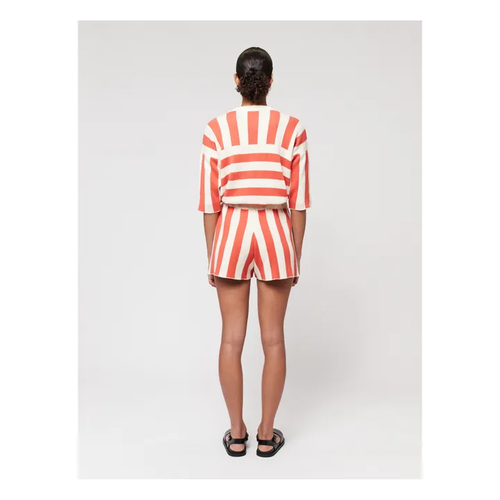 Bobo Choses Pull Manches Courtes Rayures Coton Bio - Collection Femme  | Rouge