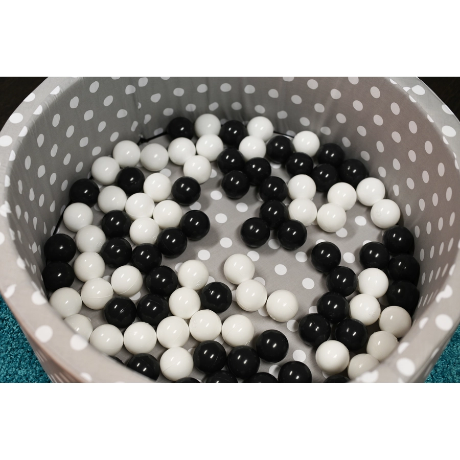 knorr toys® Bällebad soft - Grey white dots - 100 balls greycreme grau