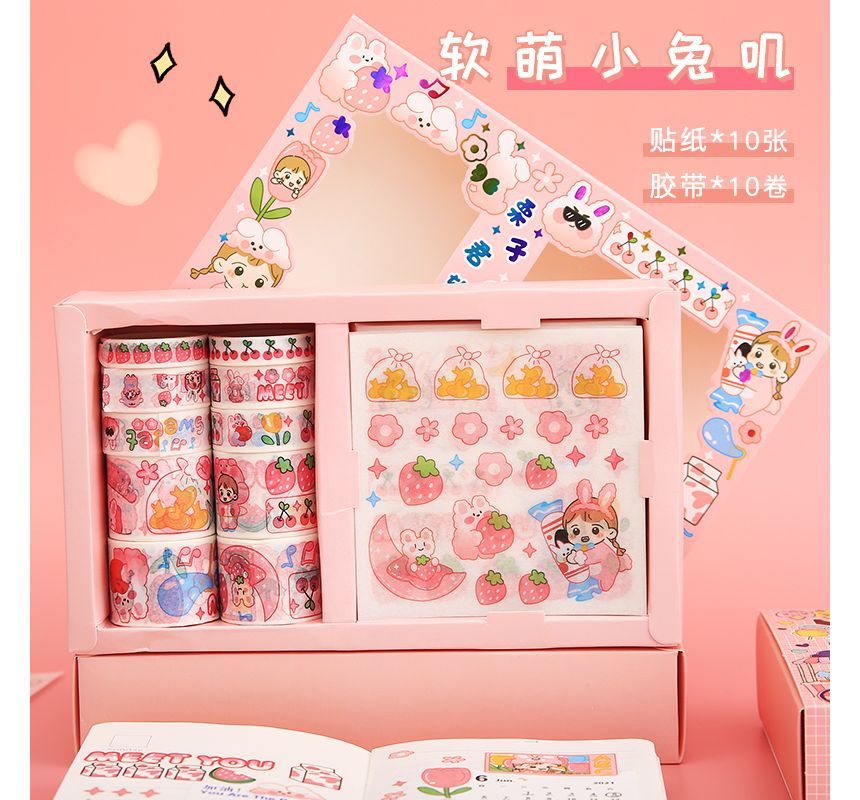 Jun's Journal - Set: Cartoon Masking Tape + Sticker