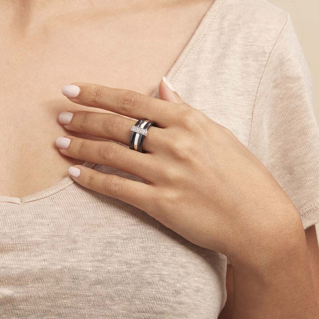 Bague Ceramik Design Argent Blanc Céramique Et Oxyde De Zirconium