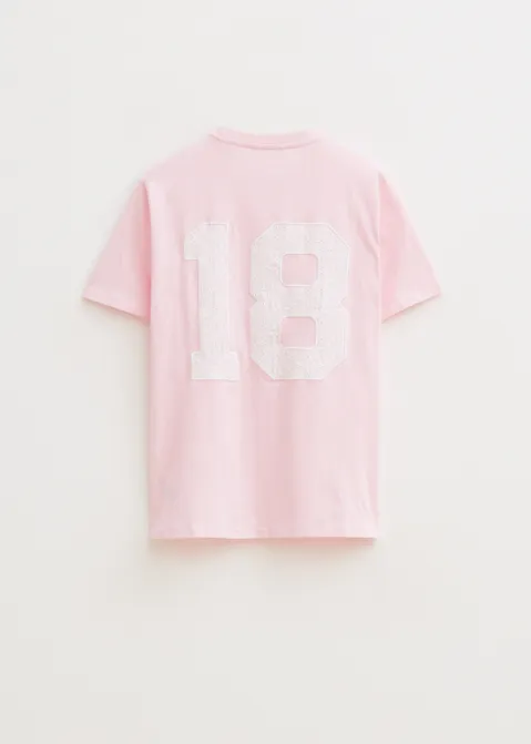 T-shirt met borduursel roze (ROS.L)