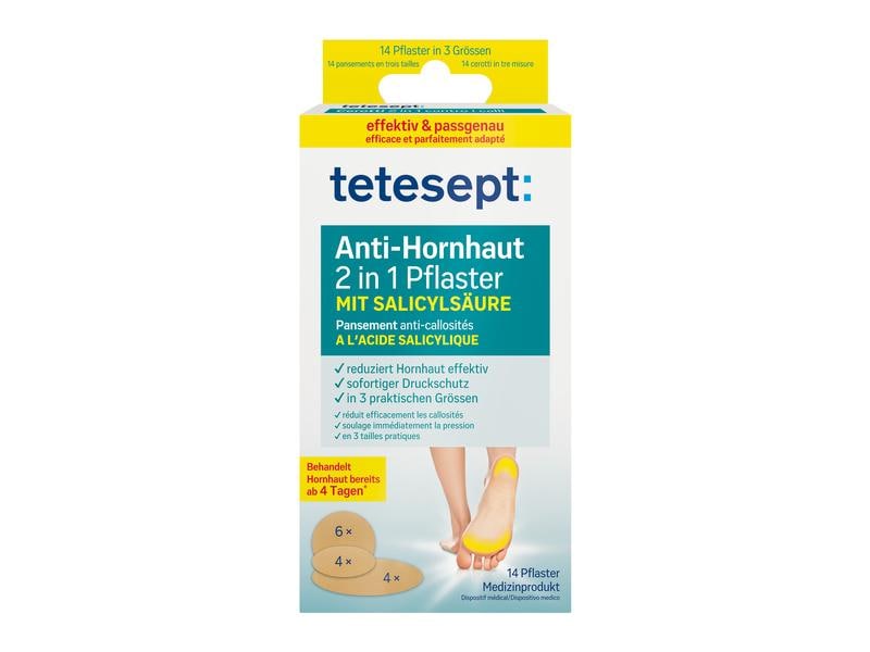 tetesept foot care Anti-Hornhaut Pflaster 14 Stück Effektive Anti-Hornhaut 2 in 1 Pflaster