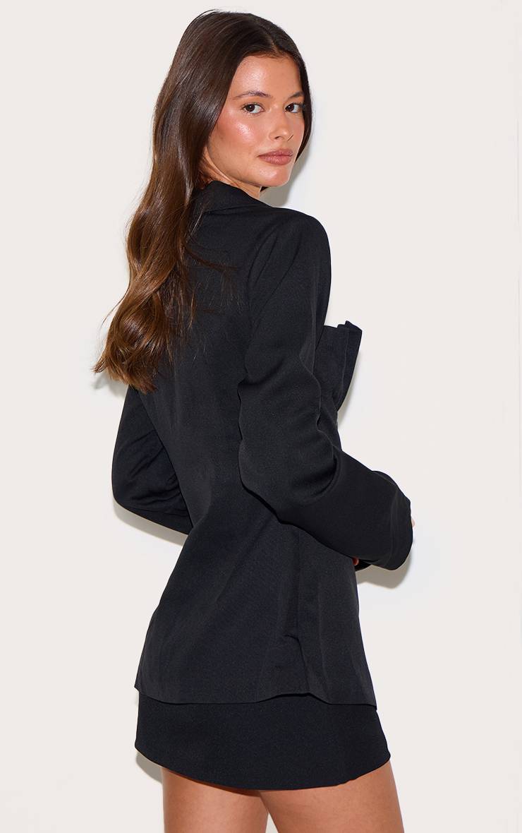 Noir Blazer Tailleur Rose Bonbon À Détail Coque Structurée