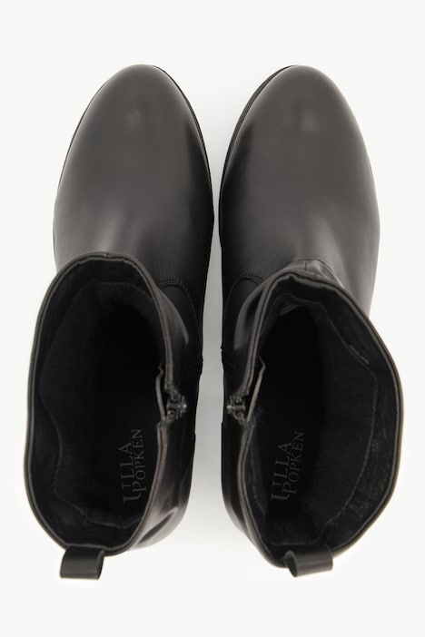 Leder-Stiefeletten, Raffung, Weite H