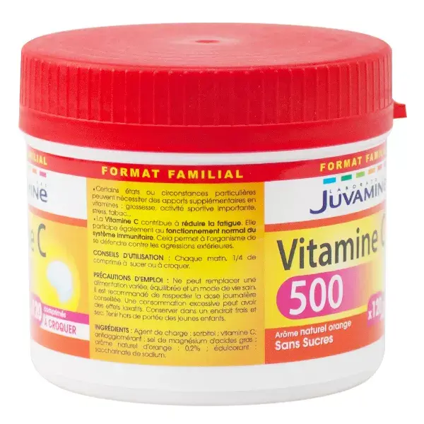 Juvamine Vitamina C 500 - Pacote Família com 120 Comprimidos Mastigáveis