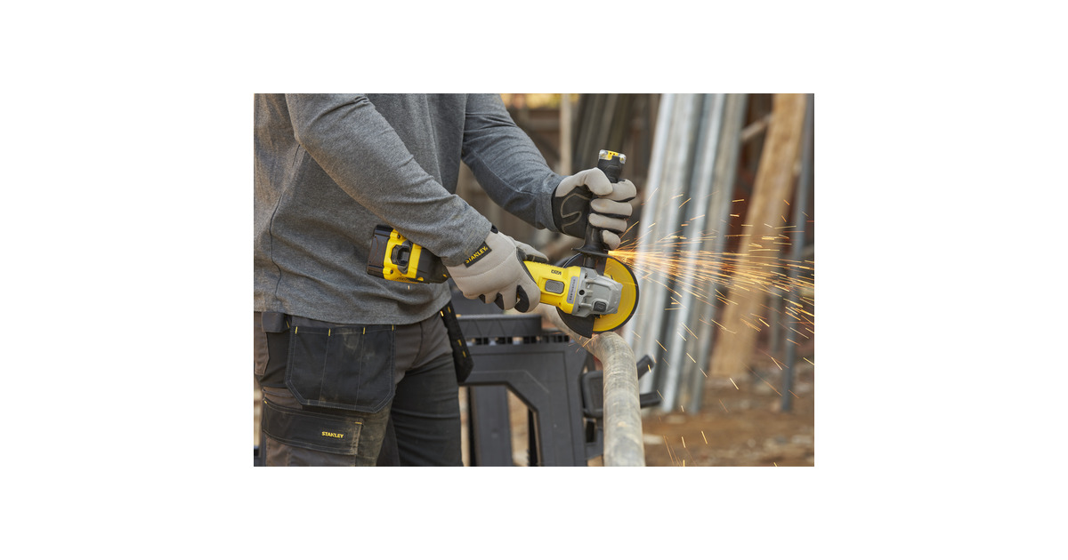 StanleyFATMAX V20 18V Haakse slijper 125mm  (Zwart/geel, Accu en oplader inbegrepen, met koffer)