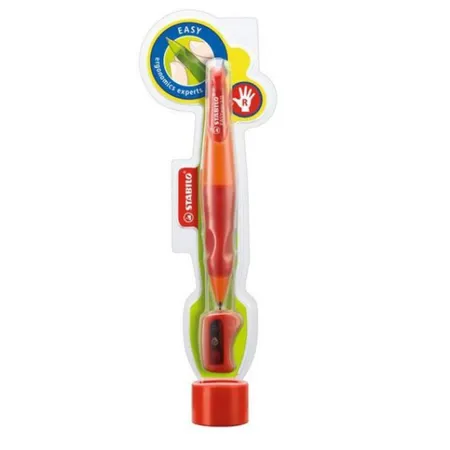 STABILO Ergonomischer Druck-Bleistift EASYergo, orange/rot, mit 1 Mine, HB & Spitzer, Rechtshänder