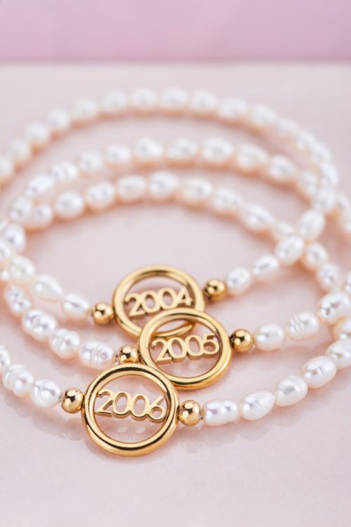 Armband jaartal parels