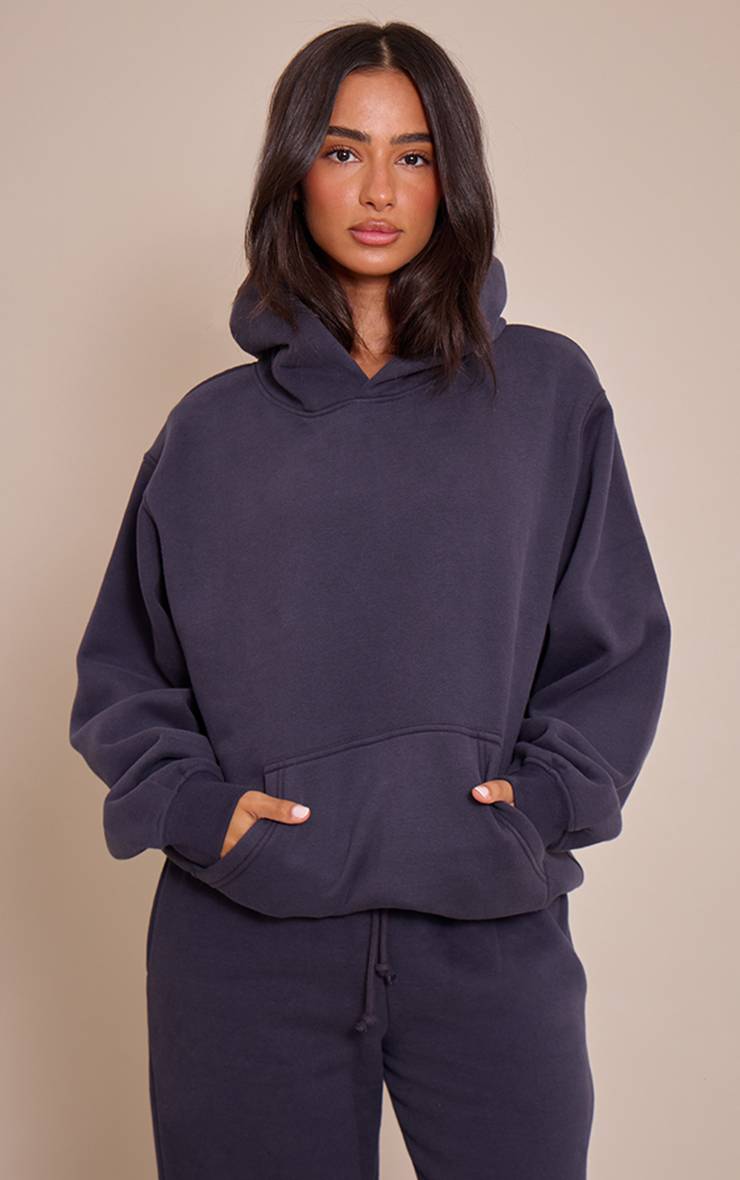 Bleu Marine Sweat À Casynthétiqueche Oversize Petite Taille