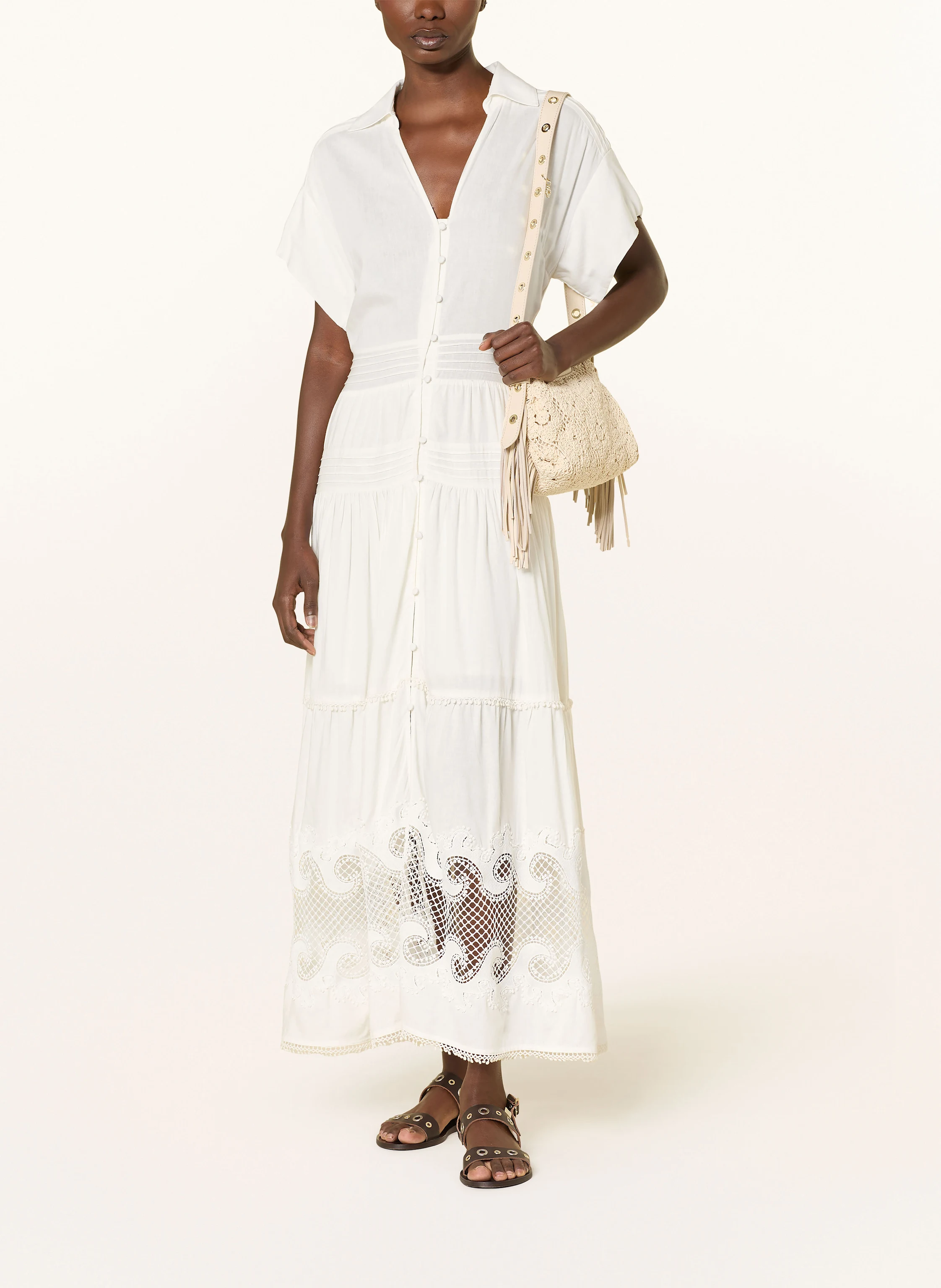 maje Kleid mit Lochspitze