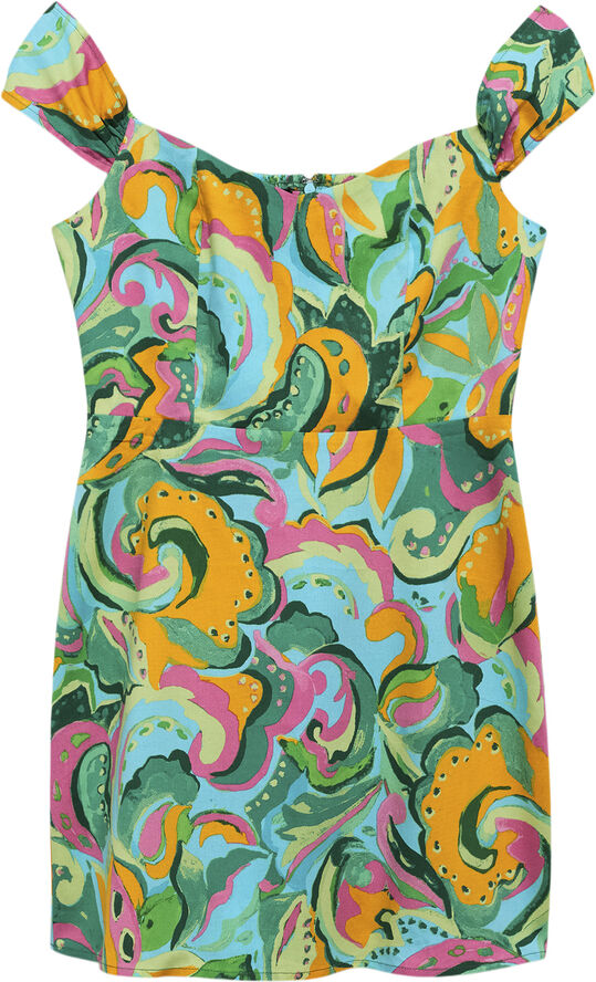 MANGO Printed short dress Green