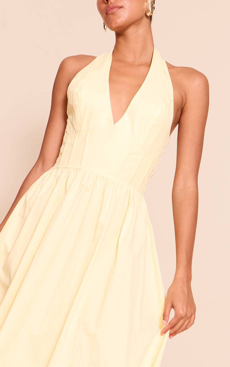 Citron Robe Midaxi Sans Manches Tissée À Col Licou