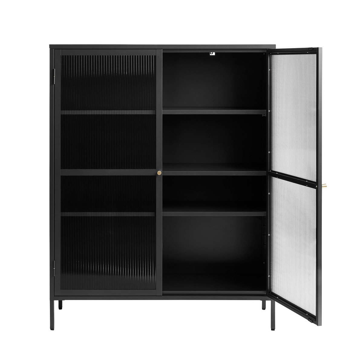 Vitrinekast Omeo 140x111 cm zwart