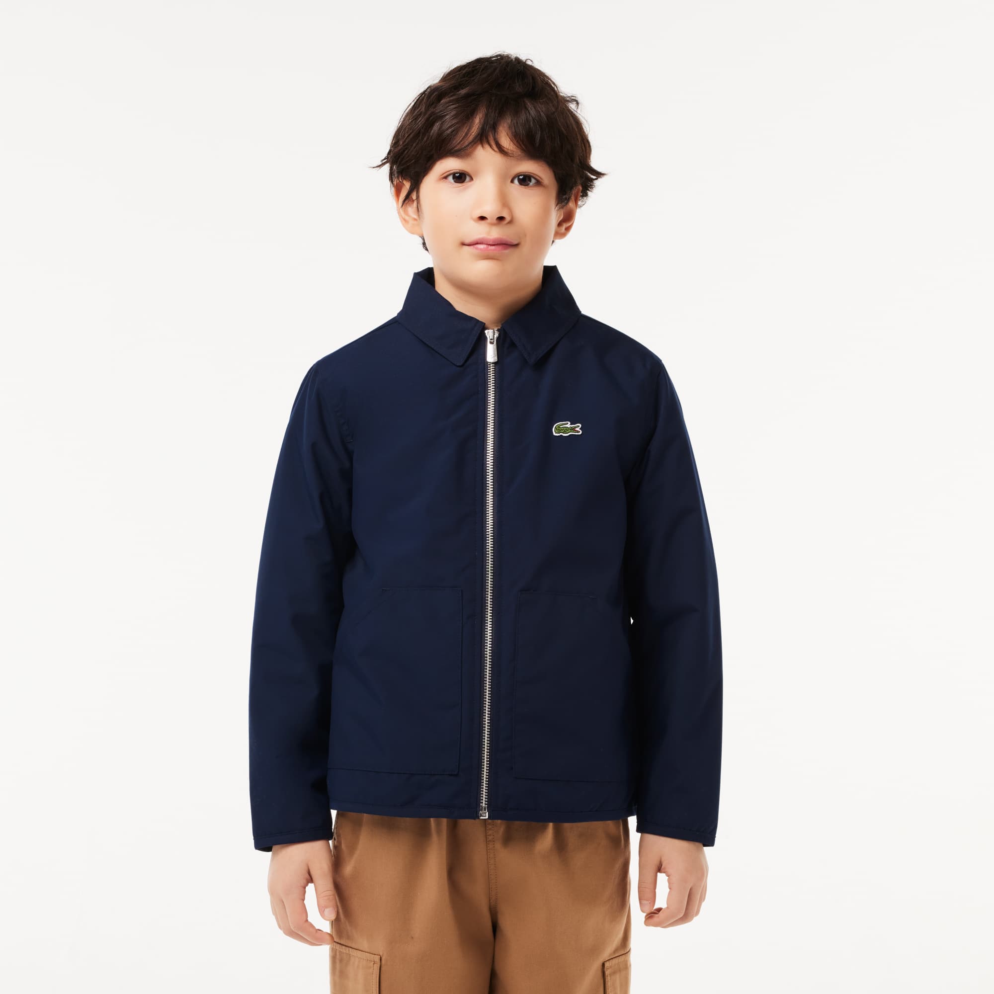 Veste zippée avec poches plaquées en taffetas Manteaux & Blousons - Bleu - Lacoste - Garçon