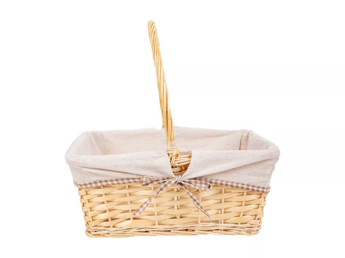 Set de 3 paniers en osier doublés blancs