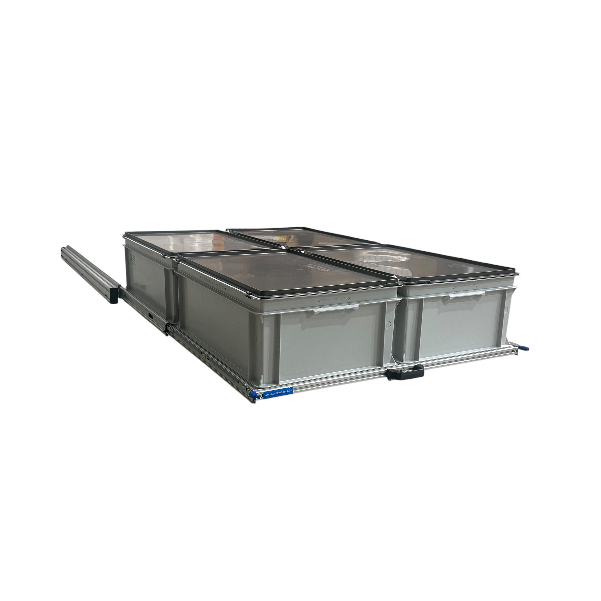 Aluminium 120x80 cm schuifframe met 6 bakken met deksel