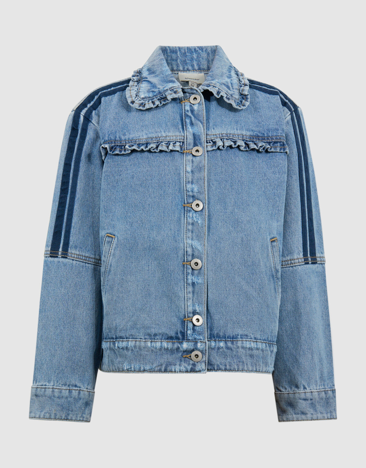 Sporty Denim Jack Blauw