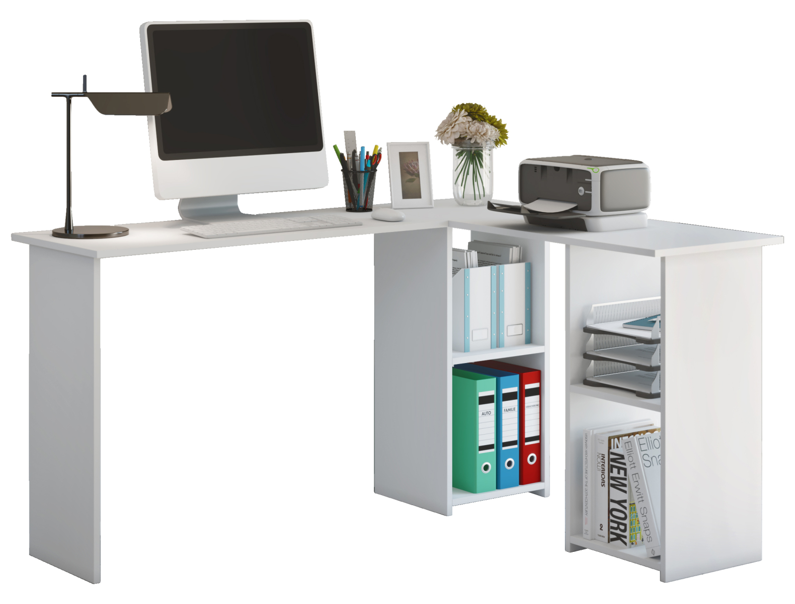 Schreibtisch LUSIAS- weiß - 136 cm breit