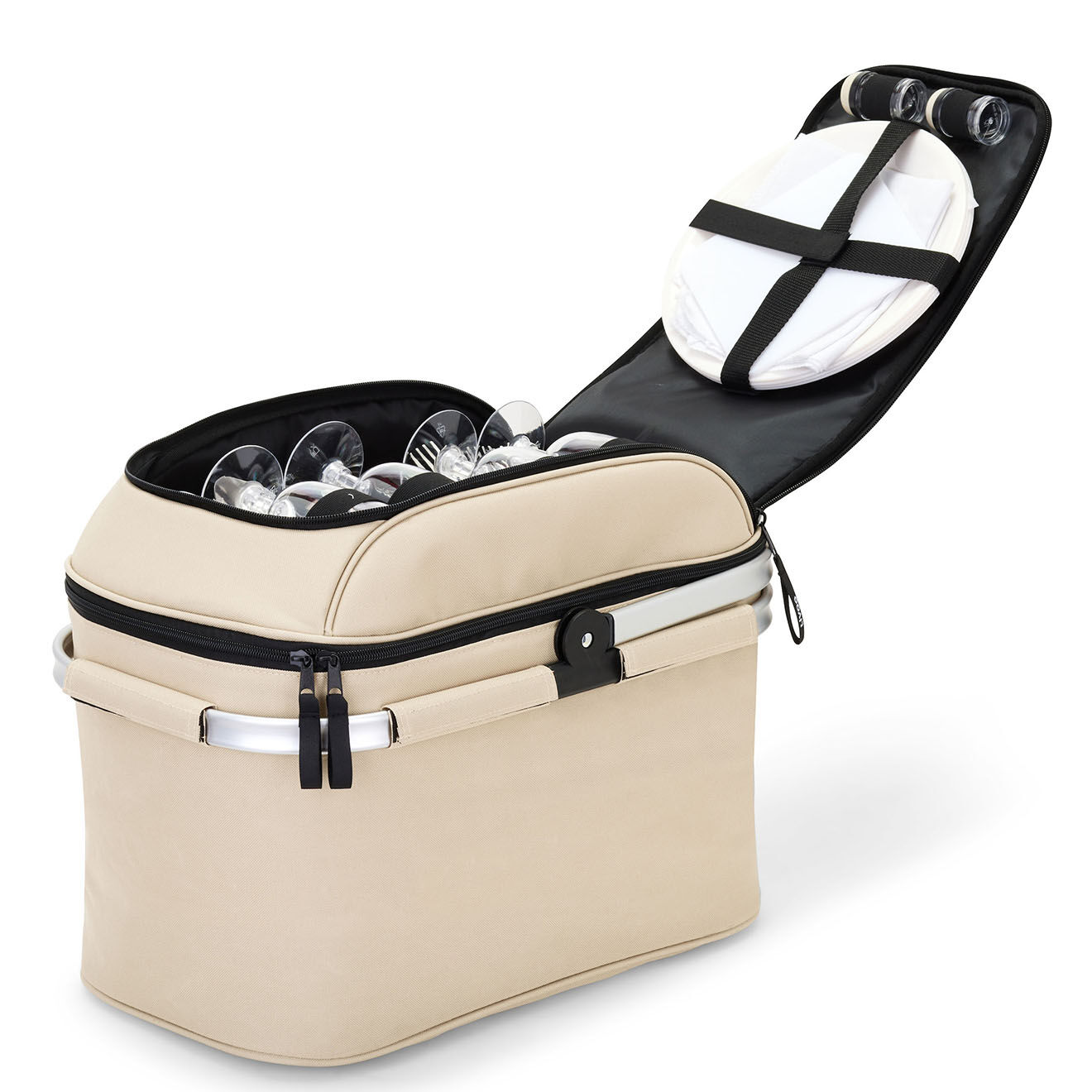 Livoo Panier pique-nique 4 personnes avec accessoires crème