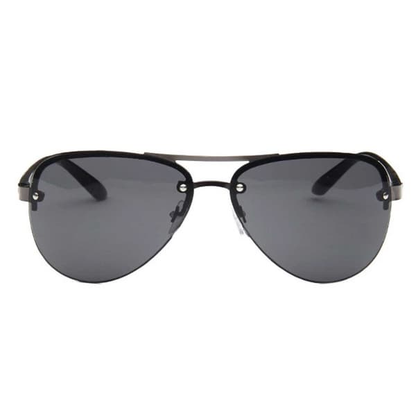 Moderne svarte pilotglass aviator solbriller + senil streng