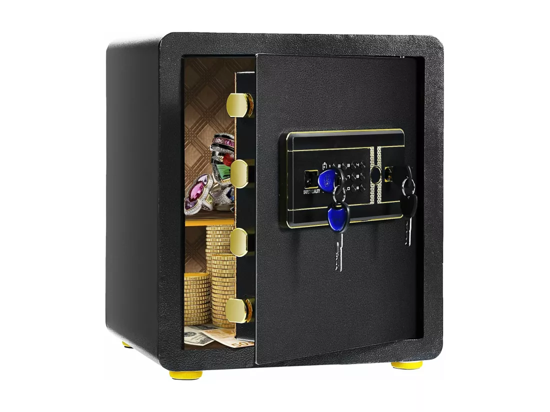 Coffre-fort de Sécurité Électronique 45L, avec Clavier Numérique, Système d'Alarme, Étagère Amovible, 2 Clés Principales et 2 d'Urgence, 36 x 31 x 41 CM