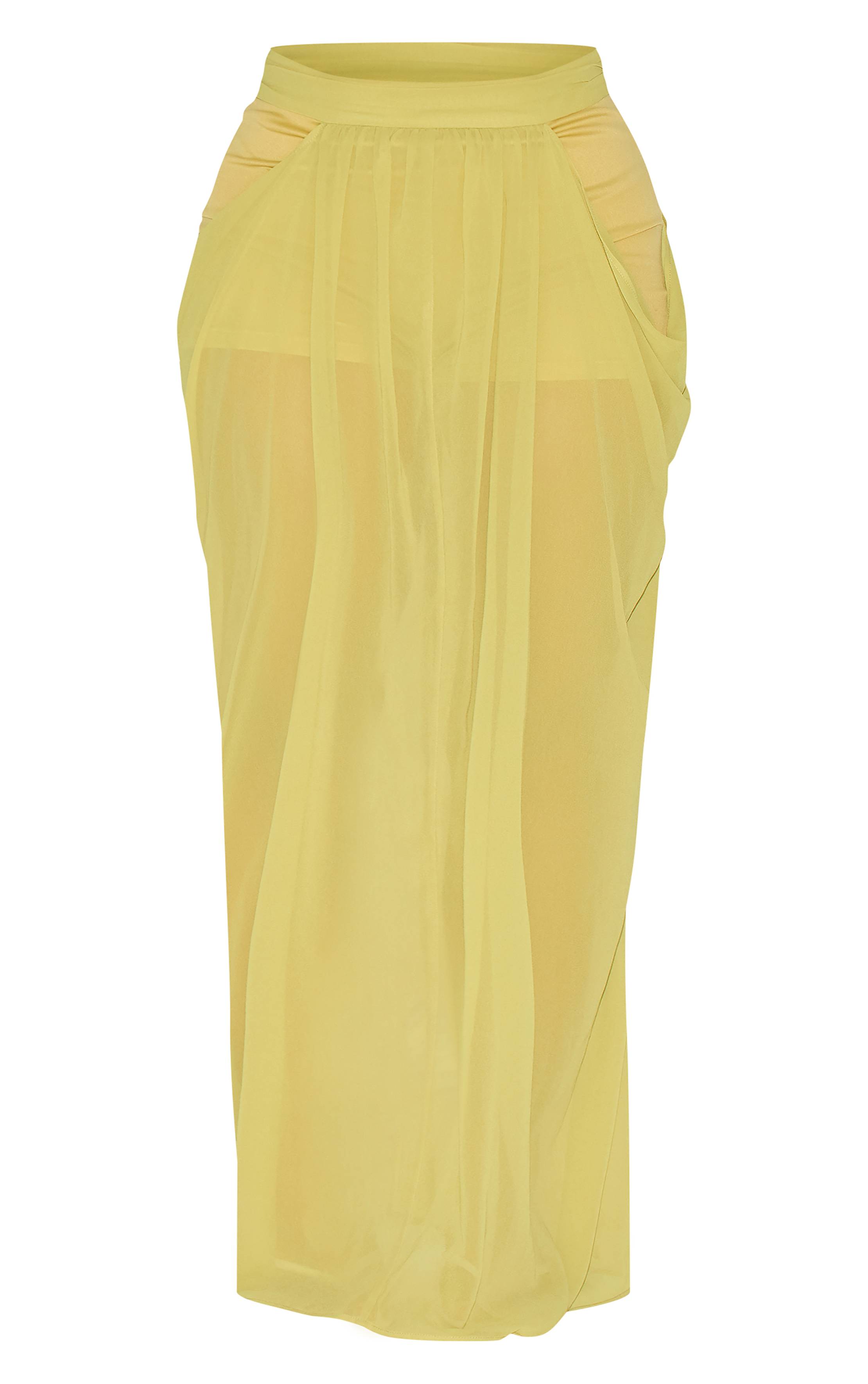 Citron Vert Jupe Longue Drapée En Mousseline Taille Haute Shape