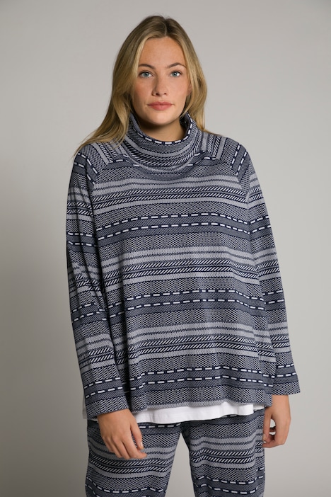 Sweatshirt, offene Seitennähte, Rollkragen, Biobaumwolle