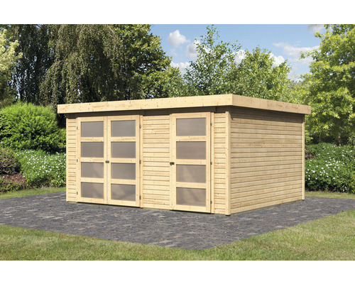 Karibu Elmar 3 tuinhuis, 428 x 351,5 cm, naturel